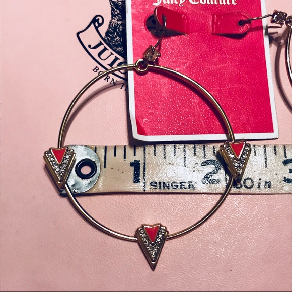 💗 JUICY COUTURE CORAL➕GOLD-TONE HOOP EARRINGS💗 - Picture 7 of 8